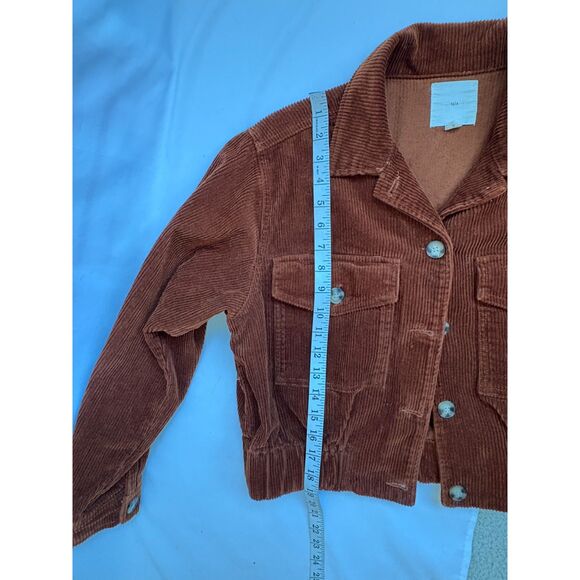 Tgla Rust Orange Brown Cropped Corduroy Jacket Size S Retro 80s 70s Moto Classic - Picture 9 of 9